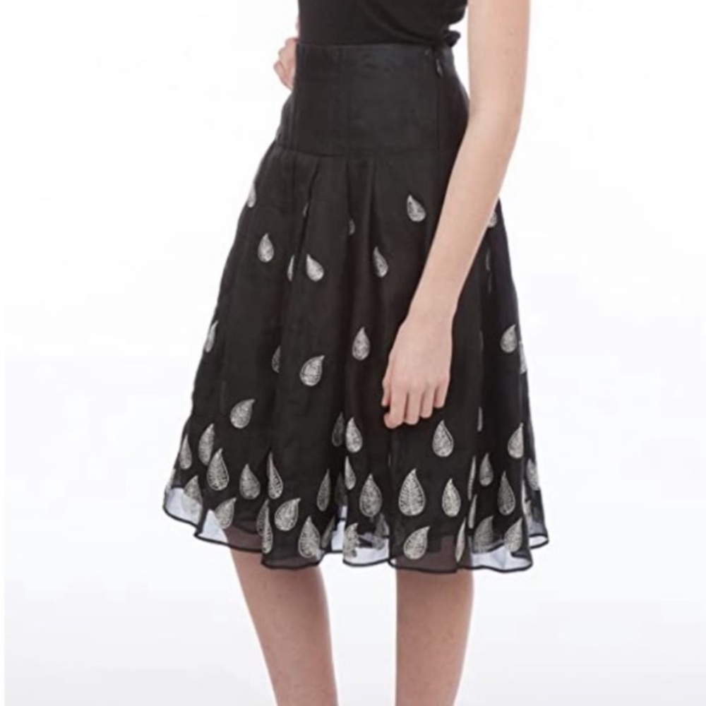 Anthropologie Moulinette Soeurs Beaufort Gale Silk Skirt Black Sz 4P